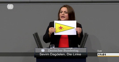Dağdelen mecliste YPG sembolü açtı Dağdelen mecliste YPG sembolü açtı