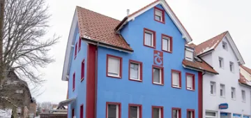 Almanya'da yasayan Karadenizli evini bordo maviye boyattı Almanya'da yasayan Karadenizli evini bordo maviye boyattı