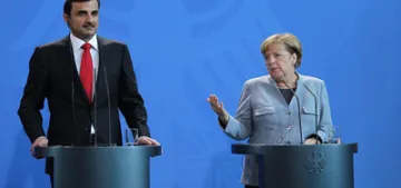 Merkel Katar Emiri Al Sani ile görüstü